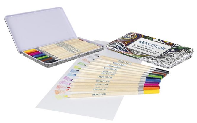 Zencolor 12 Premium-Buntstifte / 12 Premium-Buntstifte im Metalletui (18,2 x 9,9 x 1,1 cm), brillante Farben, weiche Minen